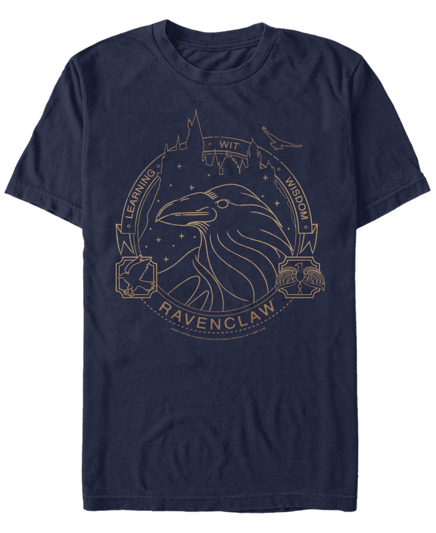 Harry Potter Men's Ravenclaw Learning Wit Wisdom Line Art Short Sleeve T-Shirt