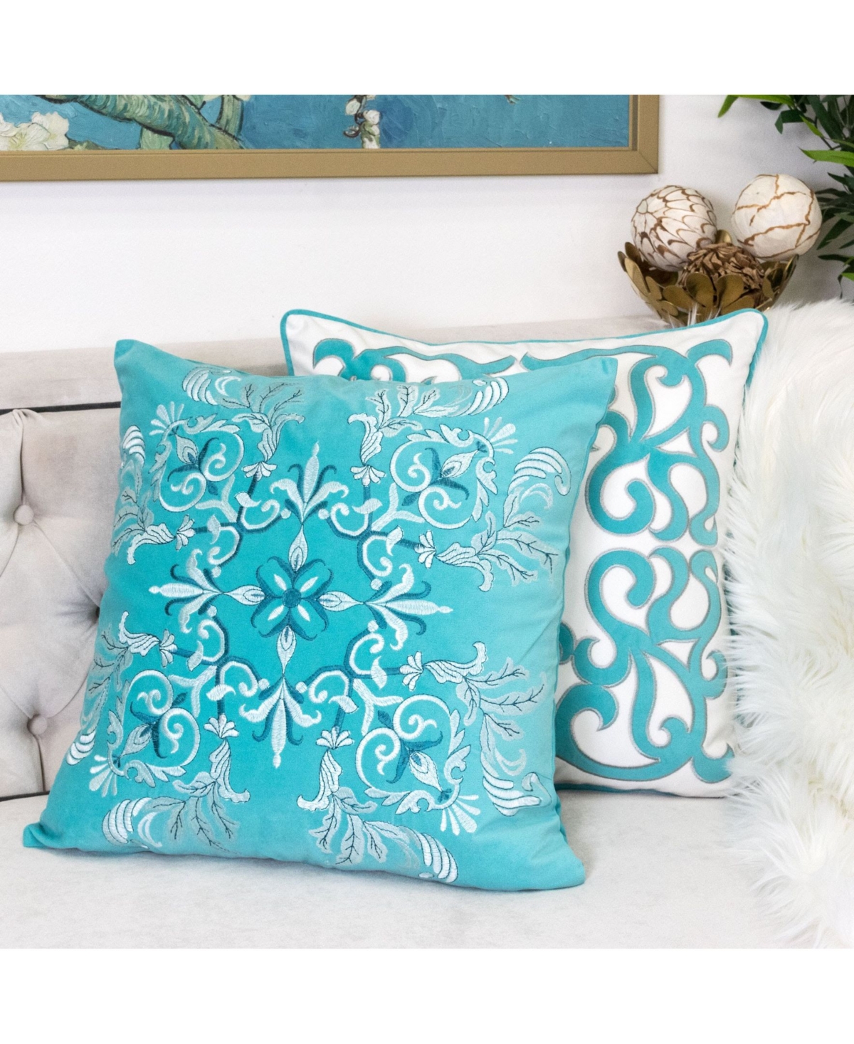 Homey Cozy Floral Elegant Square Decorative Throw Pillow