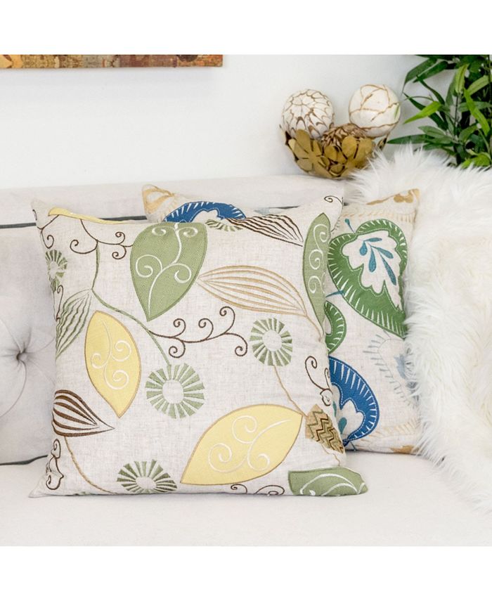 Homey Cozy Linda Embroidered Linen Square Decorative Throw Pillow Macy's