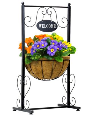 Welcome Sign Metal Planter with Coco Liner