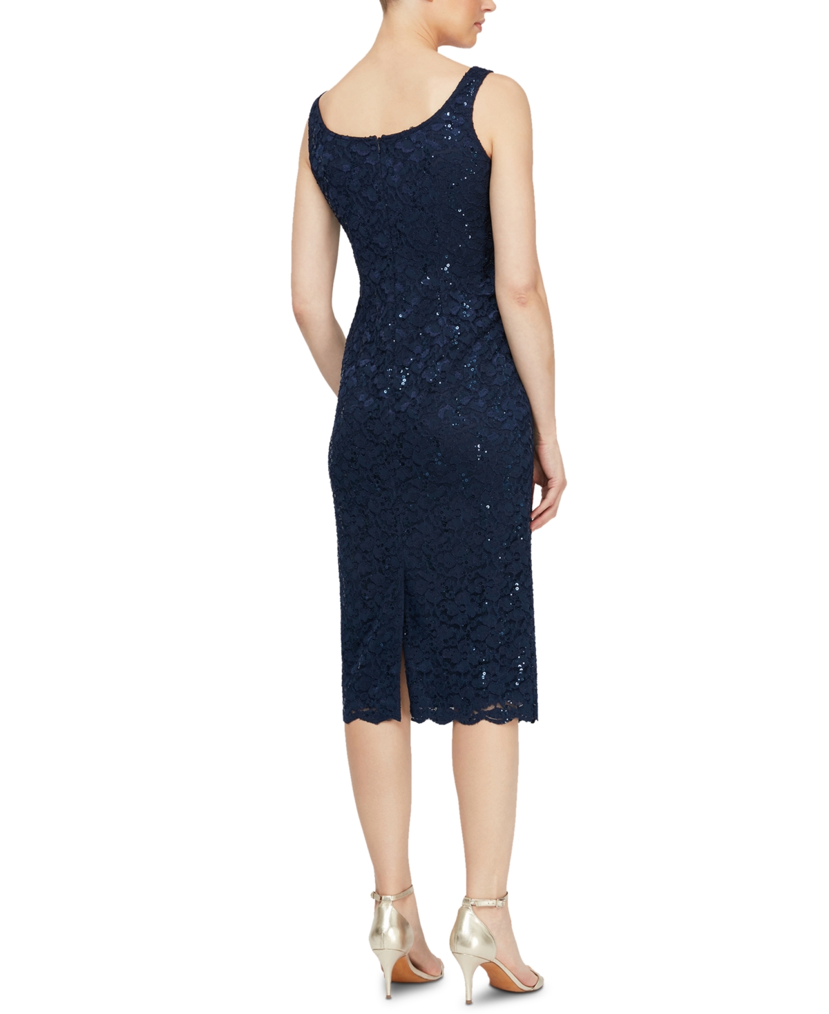 Sl Fashions Petite 2-pc. Lace Jacket & Midi Dress Set In Blue