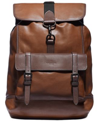 coach men leather backpack