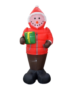 8' Inflatable Snowman in A Down Jacket