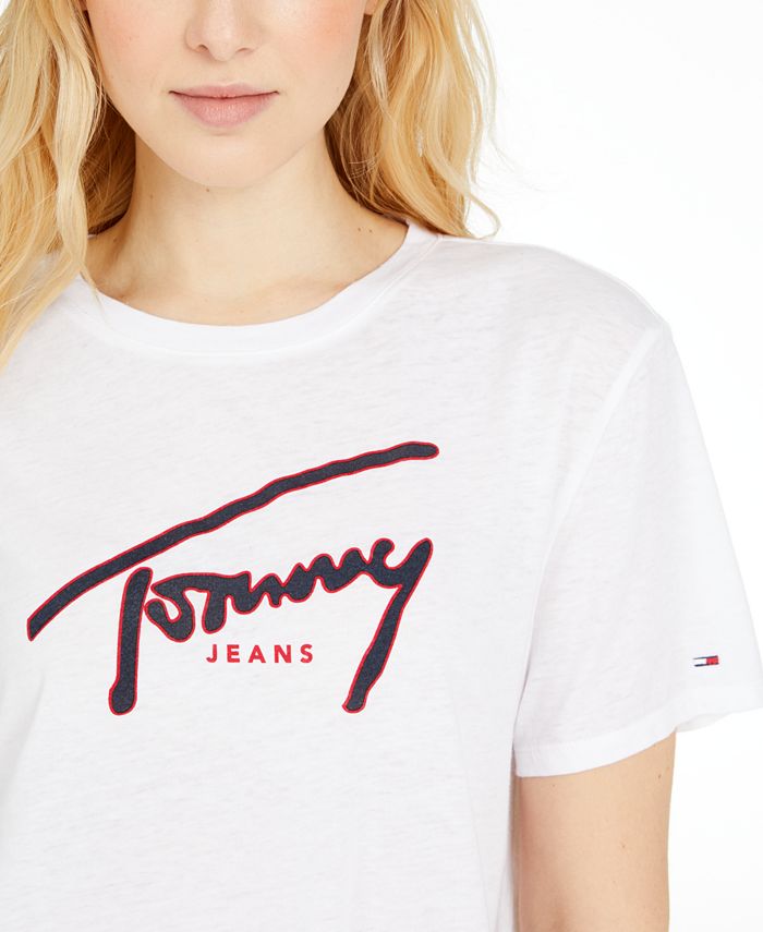 Tommy Jeans Logo Graphic Cropped T-Shirt & Reviews - Tops - Women - Macy's