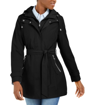 image of Nautica Hooded Belted Water-Resistant Raincoat