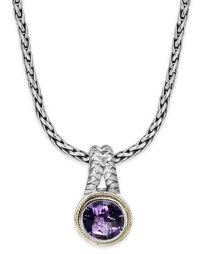 image of Balissima by Effy Amethyst Round Pendant (3-3/8 ct. t.w.) in 18k Gold and Sterling Silver