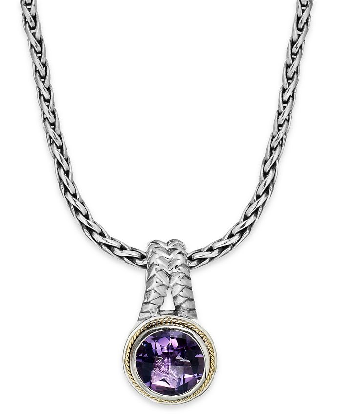 EFFY Collection - Amethyst Round Pendant (3-3/8 ct. t.w.) in 18k Gold and Sterling Silver
