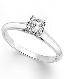 Certified Diamond Solitaire Engagement Ring (1/3 ct. t.w.) in 18K White or Yellow Gold, Created for Macy's  