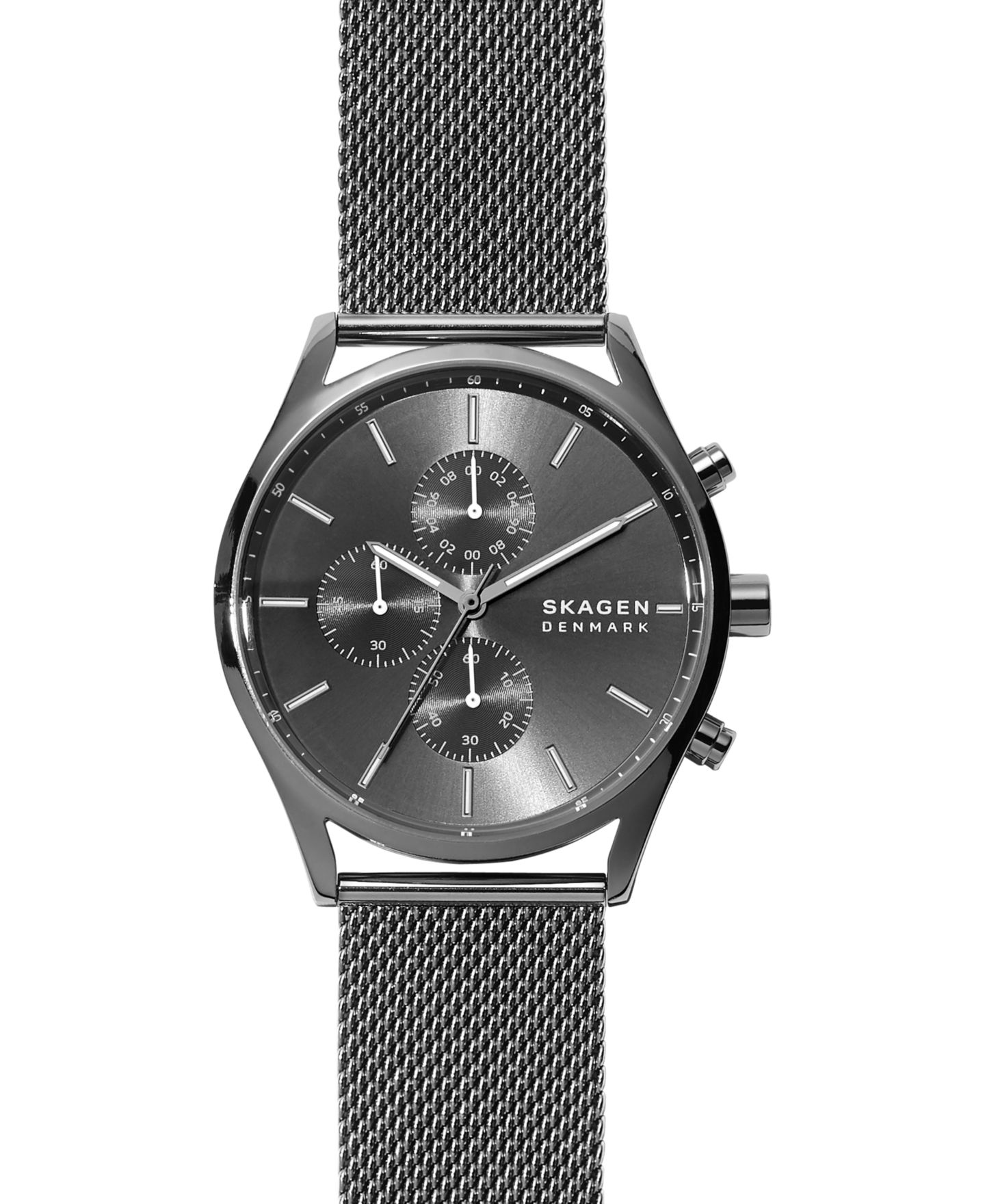 Мужские часы Skagen Chronograph Holst Gunmetal Stainless Steel Mesh Bracelet Watch 42mm — фото 1