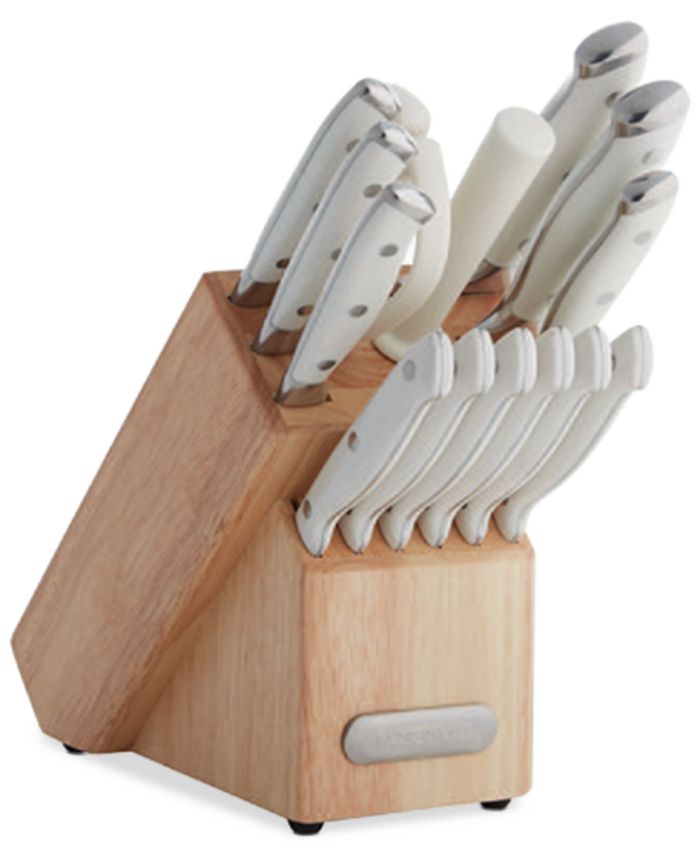 Farberware - 15-Pc. White Handle Cutlery Block Set