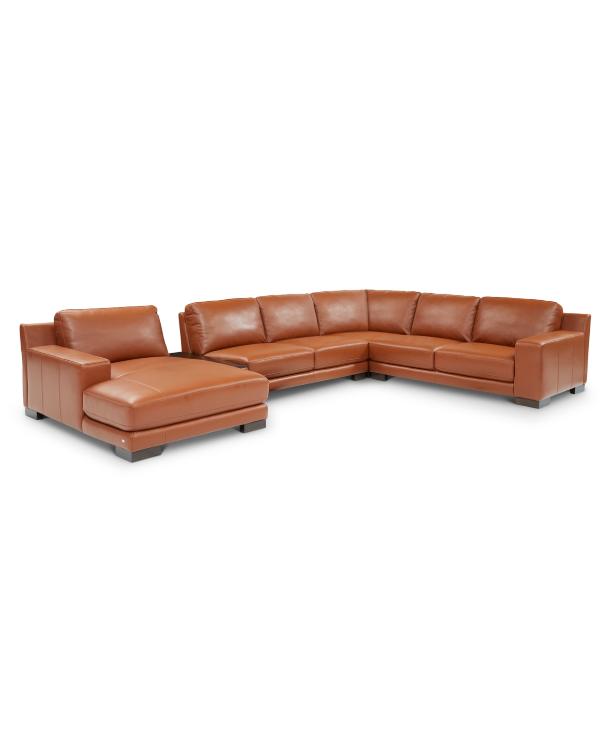 Macy's Darrium 5pc Leather Sectional With Console, Created For  In Cognac