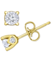TruMiracle Diamond Stud Earrings (3/8 ct. t.w.) in 14k White, Yellow, or Rose Gold - Yellow Gold