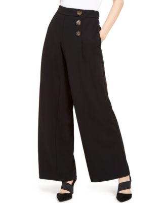 Alfani - Button-Detail Wide-Leg Pull-On Pants