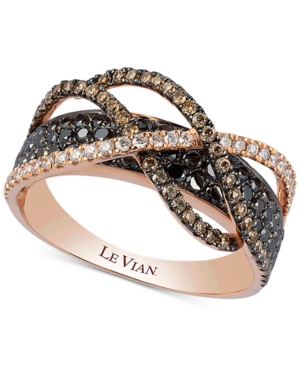 image of Le Vian Exotics Diamond Crossover Statement Ring (1-1/10 ct. t.w.) in 14k Rose Gold