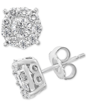 image of Effy Diamond Halo Stud Earrings (7/8 ct. t.w.) in 14k White Gold