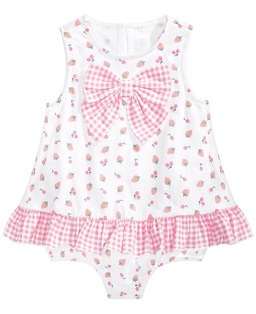First Impressions Baby Girls Cherry Bow Cotton Sunsuit Created