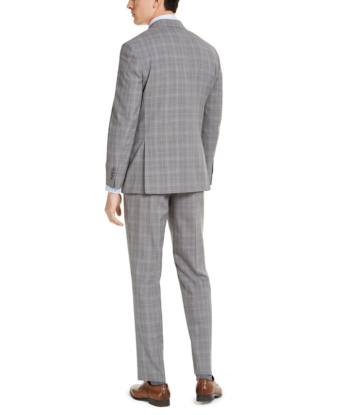 Michael Kors Men's ClassicFit Airsoft Stretch Gray Plaid 3Piece Wool