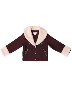 image of Kinderkind Toddler Girls Oversized Sherpa Collar Jacket