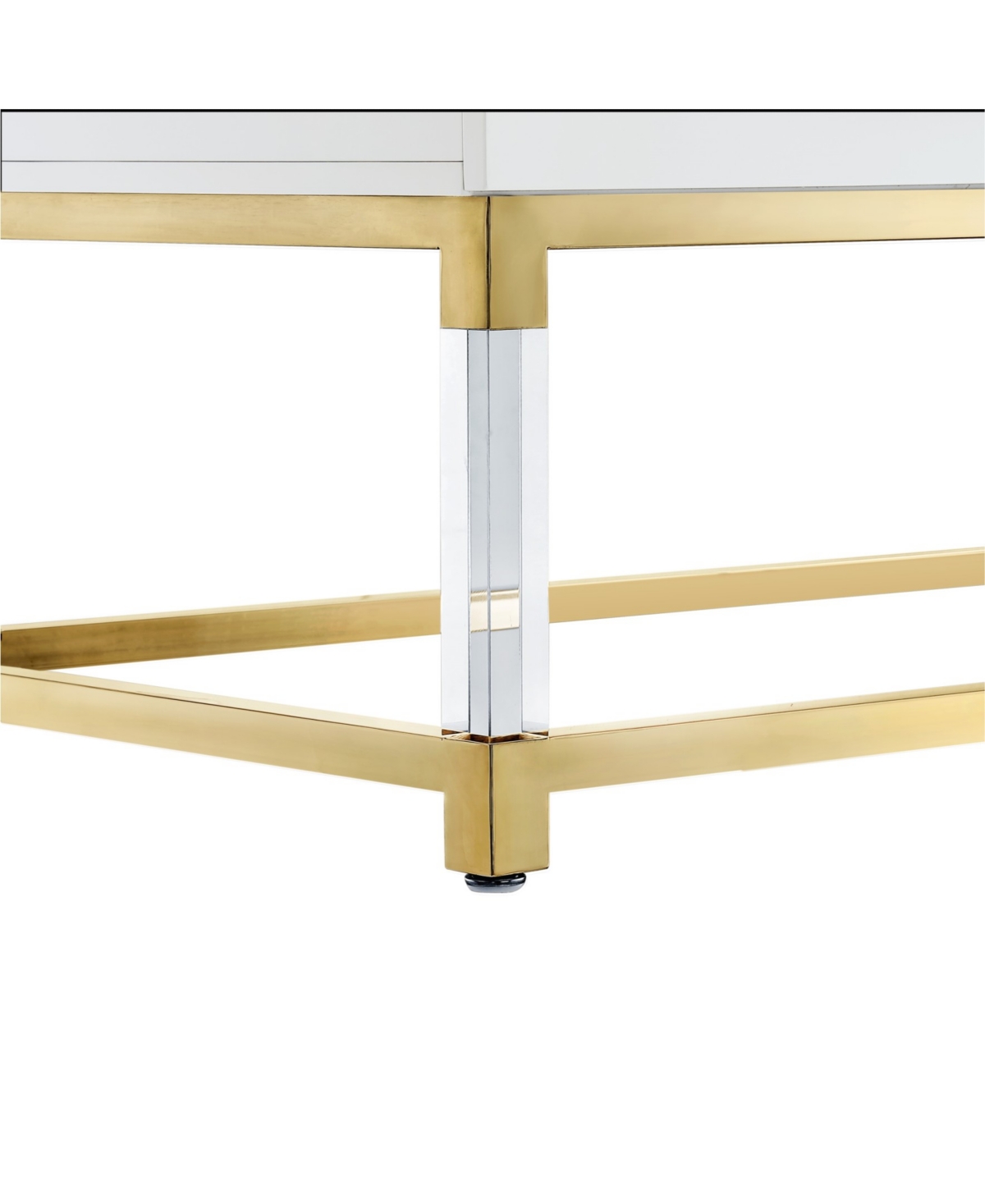 Inspired Home Casandra 2-Drawer High Gloss Coffee Table with Acrylic Legs and Metal Base