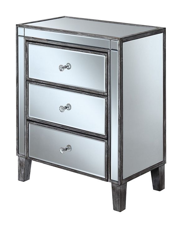 Convenience Concepts Gold Coast Large 3 Drawer Mirrored End Table & Reviews Furniture Macy's
