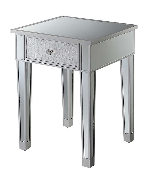 Convenience Concepts Gold Coast Mirrored End Table With Drawer Reviews Furniture Macy S