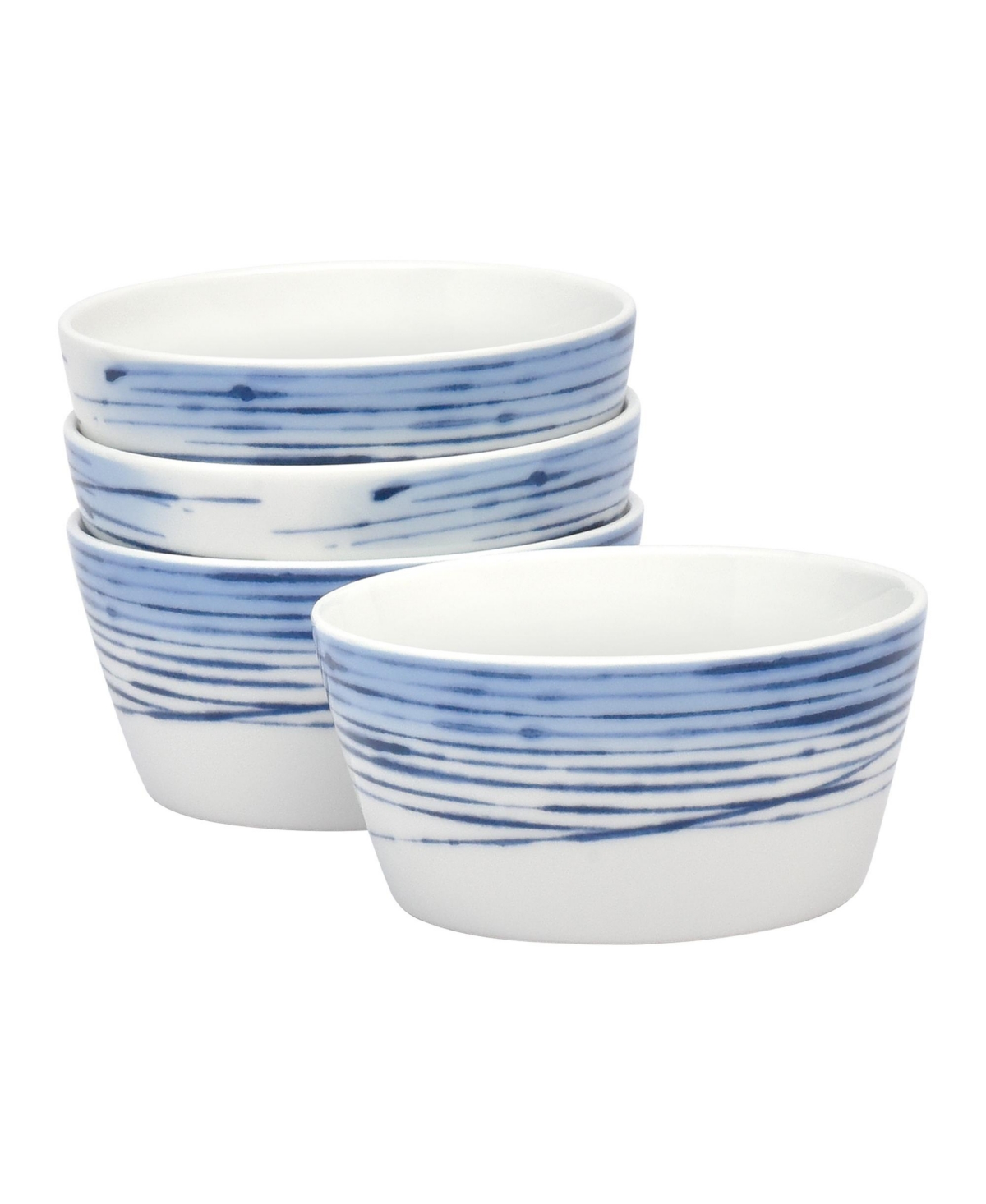 Hanabi Set/4 Cereal Bowls - White And Blue