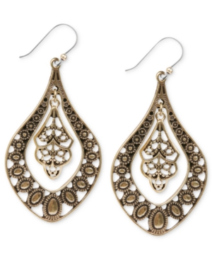 image of Lucky Brand Earrings, Filigree Oblong Earrings