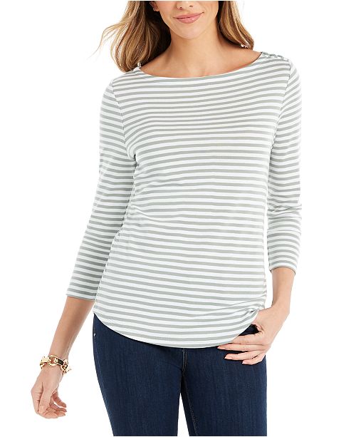 Charter Club Petite Cotton Striped Top, Created for Macy's & Reviews ...