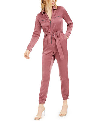 Bar III Belted Zippered Jumpsuit, Created for Macy's - Macy's
