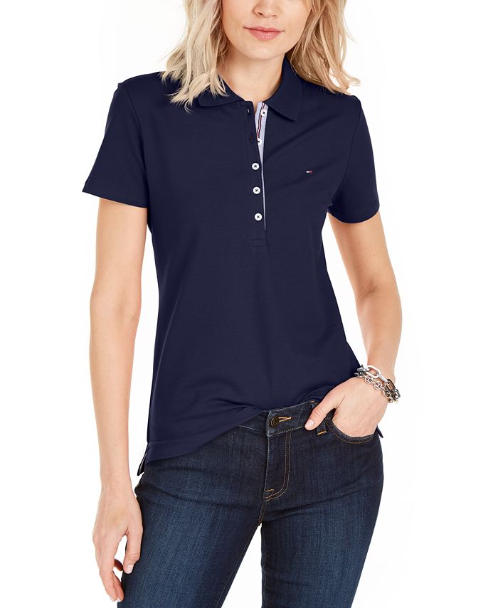 Hilfiger Women's Solid Short-Sleeve Polo Top - Macy's