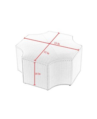 Fiorella Upholstered Octagon Cocktail Ottoman with Nailhead Trim