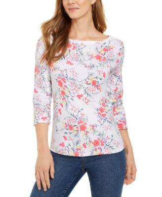Charter Club - Printed 3/4-Sleeve Top