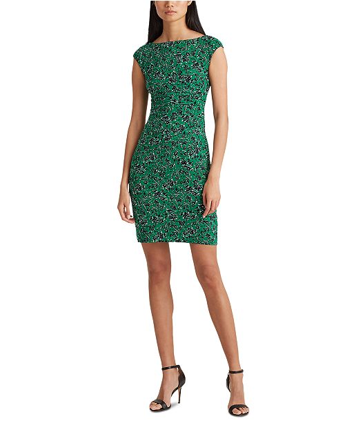 Lauren Ralph Lauren Petite Ruched Boatneck Dress Reviews Dresses Petites Macy S
