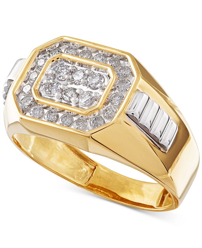 Macy s Men s Diamond Rectangle Ring in 14k Gold 1 2 ct t Macy s Men s Diamond Rectangle Ring in 14k Gold 1 2 ct t