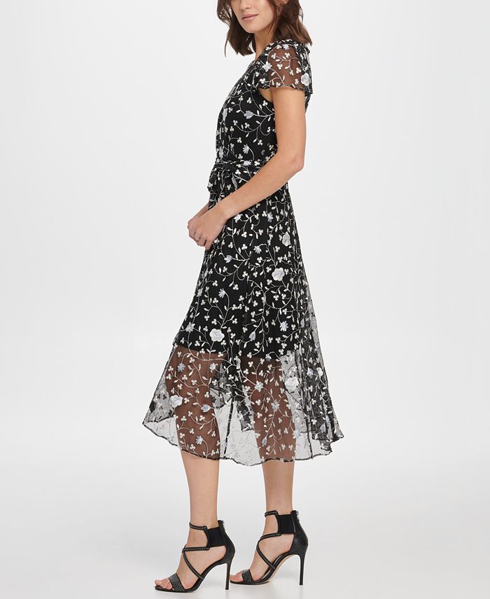 DKNY Flutter Sleeve VNeck Wrap Midi Macy's