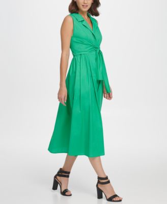 DKNY Tie Waist S/L Shirtdress