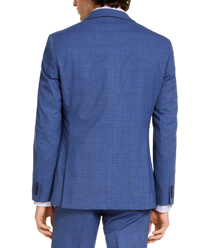 Alfani Men's Slim-Fit Stretch Medium Blue Plaid Suit Jacket, Created ...