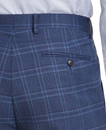 Alfani Men's Slim-Fit Stretch Navy Blue Plaid Suit Pants, Created for ...