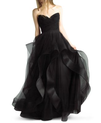 Basix Black Label Strapless Sweetheart Tulle Gown Macy s