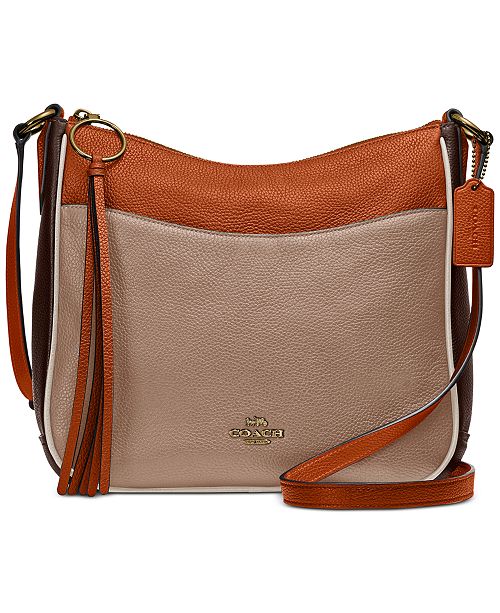 COACH Colorblock Chaise Crossbody in Pebble Leather & Reviews - Handbags & Accessories - Macy&#39;s