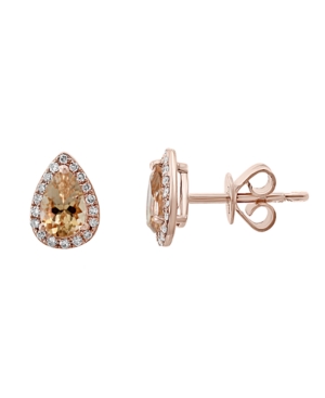 image of Effy Morganite (1-3/8 ct. t.w.) & Diamond (1/10 ct. t.w.) Stud Earrings in 14k Rose Gold