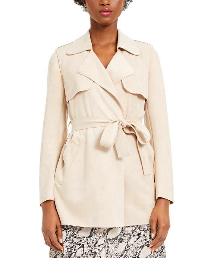 Bar III Faux-Suede Belted Jacket, Created for Macy's - Macy's