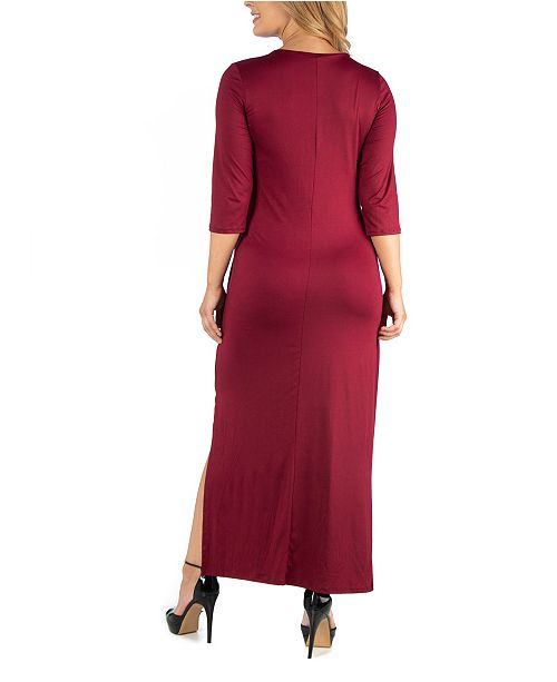 24seven Comfort Apparel Ankle Length Side Slit Formal Plus Size