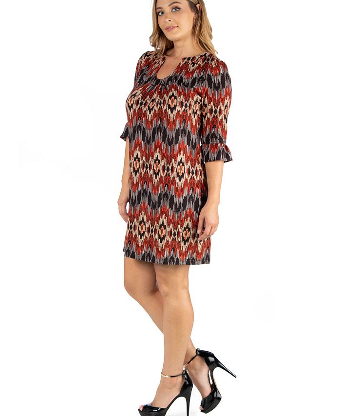 24seven Comfort Apparel Elbow Sleeve Plus Size Shift Dress Macy's