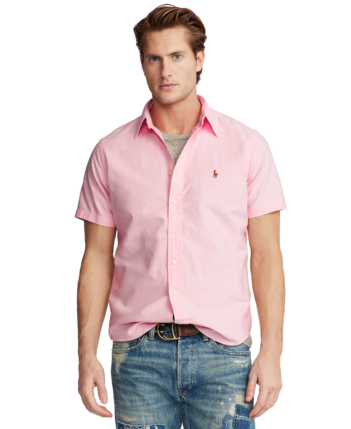 Polo Ralph Lauren Men's Classic-Fit Short-Sleeve Oxford Shirt - Pink