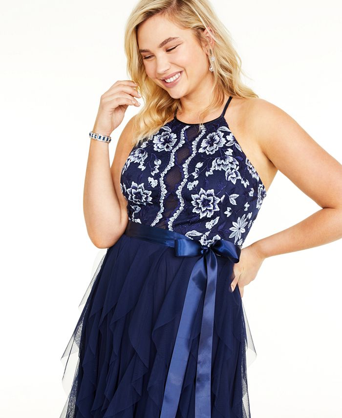 Teeze Me Trendy Plus Size Floral-Embroidered Gown & Reviews - Trendy ...