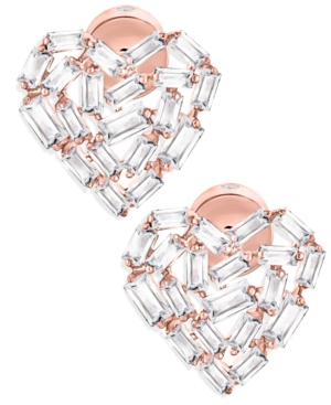 image of Zaxie by Stefanie Taylor Baguette Cubic Zirconia Heart Stud Earrings