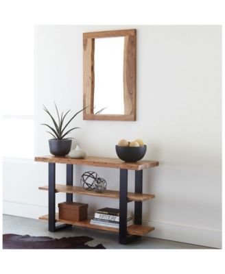 Alpine Natural Live Edge Wood Media Console Table