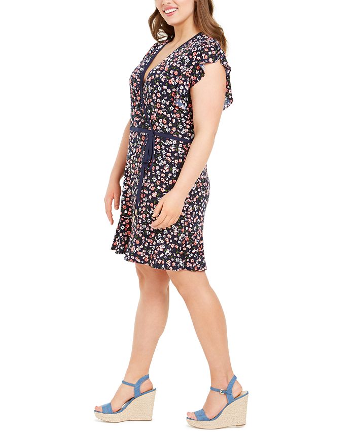 Michael Kors Women's Cat Print Faux Wrap T-Shirt Dress Red Size X-Large main image 1