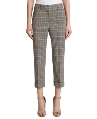 Tahari ASL - Cropped Plaid Mid-Rise Pants
